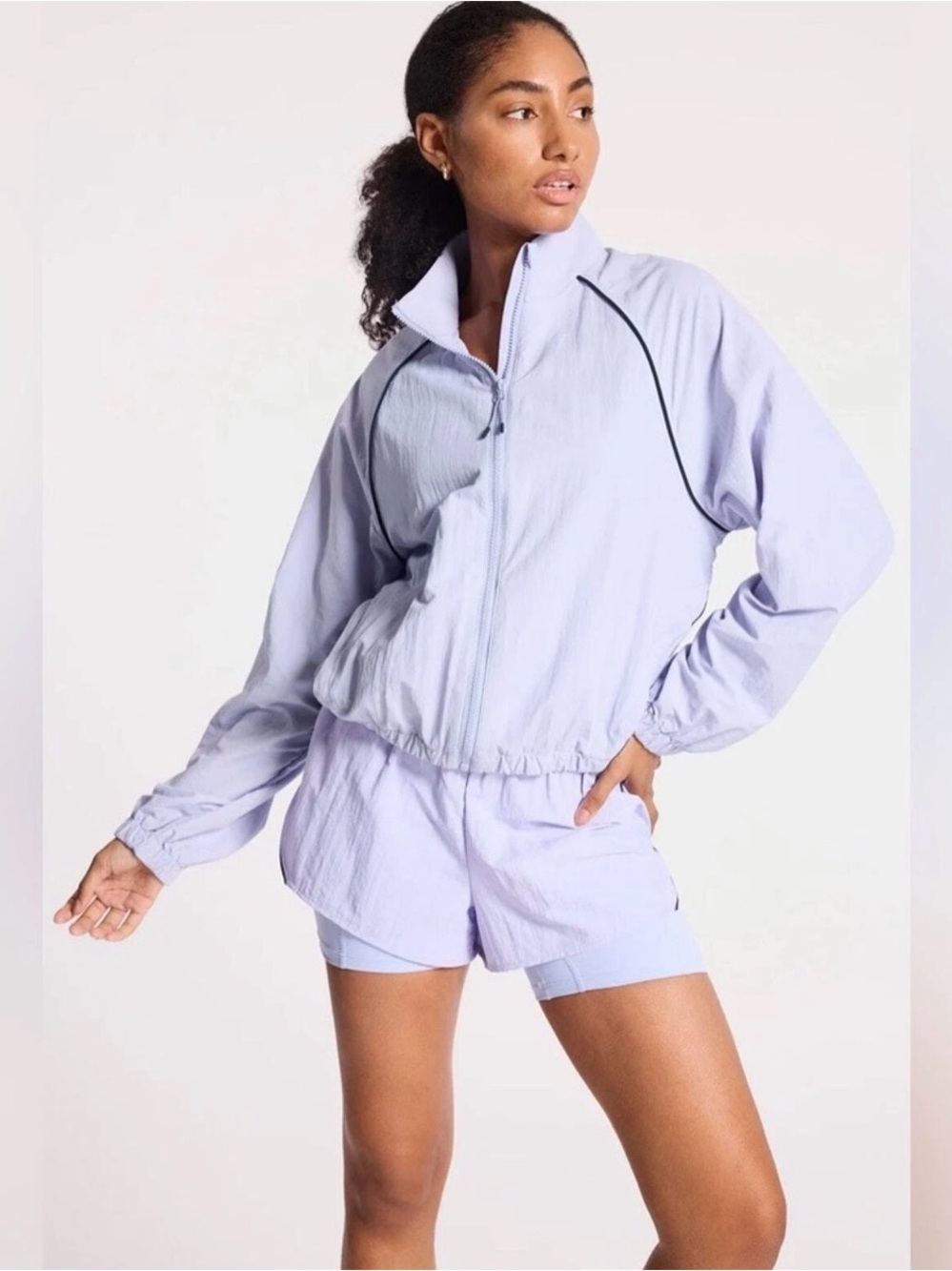 Bandier Light Lavender Athletic Zip Jacket Size Small Like New.
